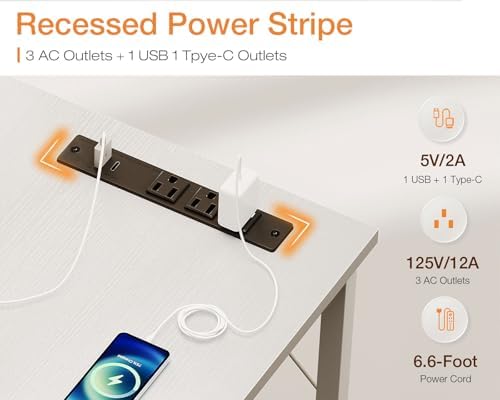 Coleshome 71 Inch Computer Desk with USB Ports  Large Office Desk  Long Study Student Writing Desk  Rustic Brown