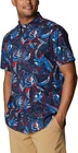 Camisa de manga corta estampada Columbia Rapid Rivers para hombre, talla M, azul/rojo, AM0094 432