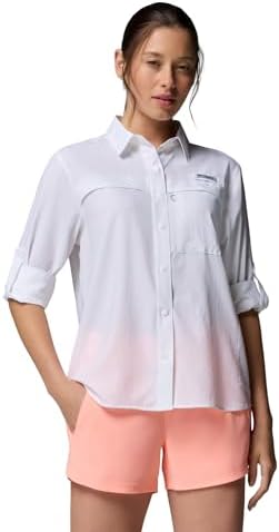 Talla M - Columbia Womens PFG Castback Woven Long Sleeve