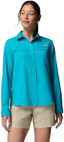 Talla M - Columbia Womens PFG Castback Woven Long Sleeve