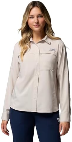Talla M - Columbia Womens PFG Castback Woven Long Sleeve
