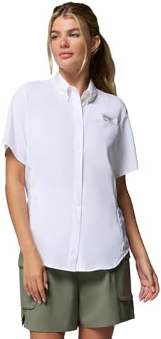 Talla M - Columbia Womens PFG Tamiami II Short Sleeve Fishing Shirt