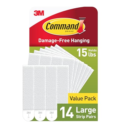 Command 15 lb Large Picture Hanging Strips 14 Pairs  28 Strips   Damage Free Hanging Picture Hangers  No Tools Wall Hanger for Home Decor  White Adhesive