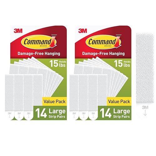 Command 15 lb Large Picture Hanging Strips 14 Pairs  28 Strips   Damage Free Hanging Picture Hangers  No Tools Wall Hanger for Home Decor  White Adhesive