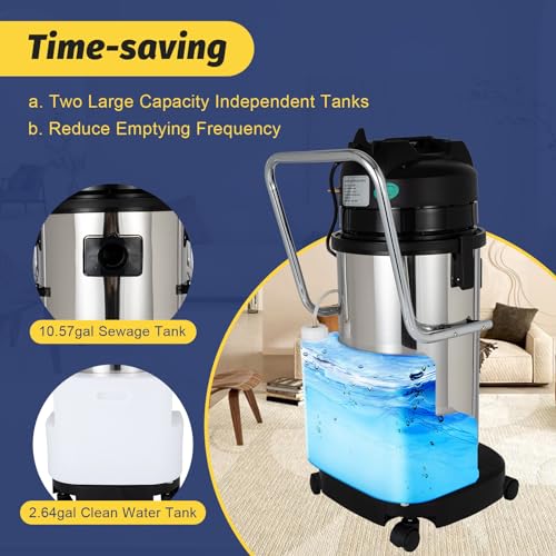 Commercial Carpet Cleaning Machine  1000W 110V 40L/11Gal Professional Commercial 3 in 1 Carpet Spraying Floor Brush Cleaner Extractor Vacuum Washing Machine Portable  2 packages 
