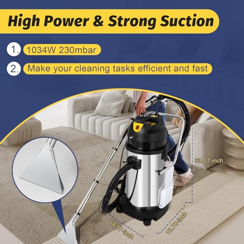 Commercial Carpet Cleaning Machine  1000W 110V 40L/11Gal Professional Commercial 3 in 1 Carpet Spraying Floor Brush Cleaner Extractor Vacuum Washing Machine Portable  2 packages 