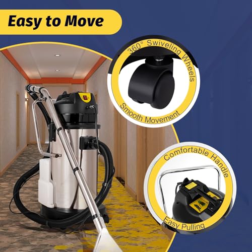 Commercial Carpet Cleaning Machine  1000W 110V 40L/11Gal Professional Commercial 3 in 1 Carpet Spraying Floor Brush Cleaner Extractor Vacuum Washing Machine Portable  2 packages 
