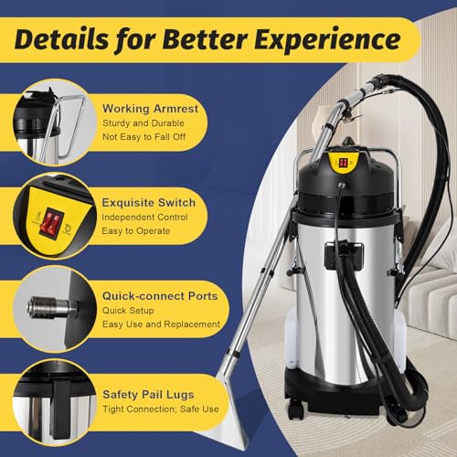 Commercial Carpet Cleaning Machine  1000W 110V 40L/11Gal Professional Commercial 3 in 1 Carpet Spraying Floor Brush Cleaner Extractor Vacuum Washing Machine Portable  2 packages 