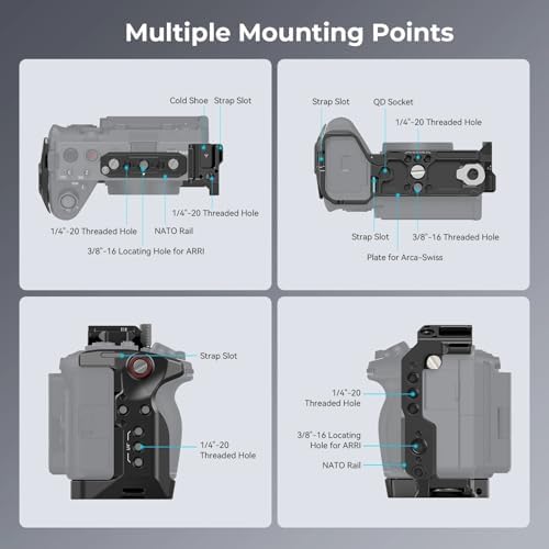 Compatible Camera Cage Kit for Sony FX30 and FX3  with Cable Clips  Cold Shoe and NATO Rail  MD4019 