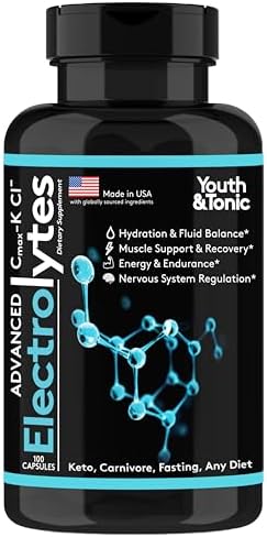 Complete Electrolyte Supplement Pills High Absorption   Cmax Potassium Chloride Magnesium Sodium Calcium Zinc   Boost Endurance Muscle Recovery Mental Focus   Salt Electrolytes Tablets   Keto Friendly