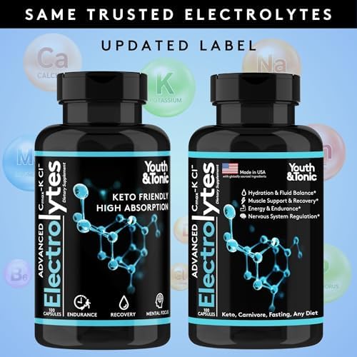 Complete Electrolyte Supplement Pills High Absorption   Cmax Potassium Chloride Magnesium Sodium Calcium Zinc   Boost Endurance Muscle Recovery Mental Focus   Salt Electrolytes Tablets   Keto Friendly