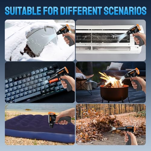 Compressed Air Duster  260000RPM Cordless Electric Air Blower with Brushless Motor  3 Speed Adjustable & Rechargeable   Powerful Dust Cleaner for Keyboard  Computer  Car  Outdoor  Air Bed