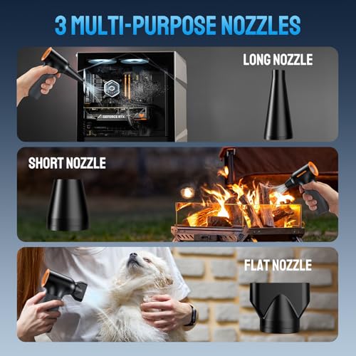 Compressed Air Duster  260000RPM Cordless Electric Air Blower with Brushless Motor  3 Speed Adjustable & Rechargeable   Powerful Dust Cleaner for Keyboard  Computer  Car  Outdoor  Air Bed