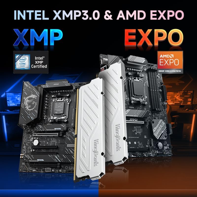 Memoria RAM de escritorio para computadora DDR5 32 GB (2 x 16 GB) 6000MT/s CL36 1.35V overclocking XMP 3.0 y AMD Expo con disipador de calor para juegos de PC, oficina/PS, plata