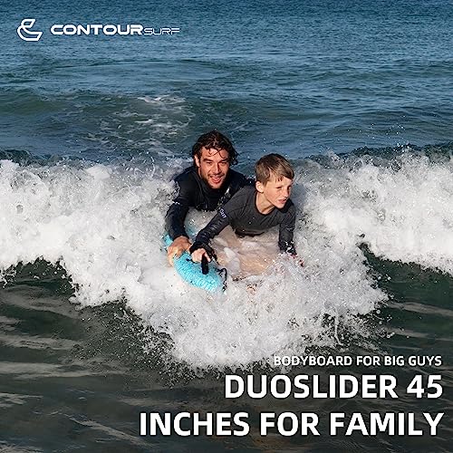 Contour Surf DuoSlider 45 Body Board Bodyboards with Handles Surfboards for Two Person Parent Child Surfing Bodyboard for Big Guys Dual Riders Hand Held Body Boards for Beach Adults