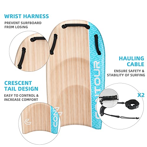 Contour Surf DuoSlider 45 Body Board Bodyboards with Handles Surfboards for Two Person Parent Child Surfing Bodyboard for Big Guys Dual Riders Hand Held Body Boards for Beach Adults