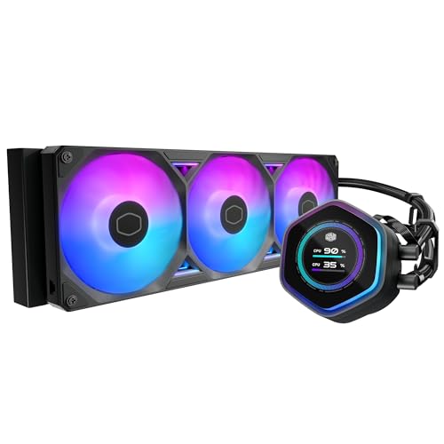 Cooler Master Atmos II 360 LCD AIO CPU Liquid Cooler   360mm Radiator  Customizable LCD Display  3X ARGB PWM Fans  Dual Chamber Pump  Low Noise  AMD AM5/AM4 & Intel LGA 1851/1700  Black