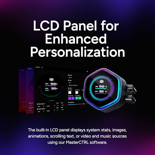 Cooler Master Atmos II 360 LCD AIO CPU Liquid Cooler   360mm Radiator  Customizable LCD Display  3X ARGB PWM Fans  Dual Chamber Pump  Low Noise  AMD AM5/AM4 & Intel LGA 1851/1700  Black