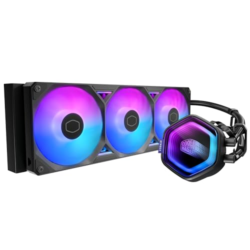 Cooler Master Atmos II 360 LCD AIO CPU Liquid Cooler   360mm Radiator  Customizable LCD Display  3X ARGB PWM Fans  Dual Chamber Pump  Low Noise  AMD AM5/AM4 & Intel LGA 1851/1700  Black