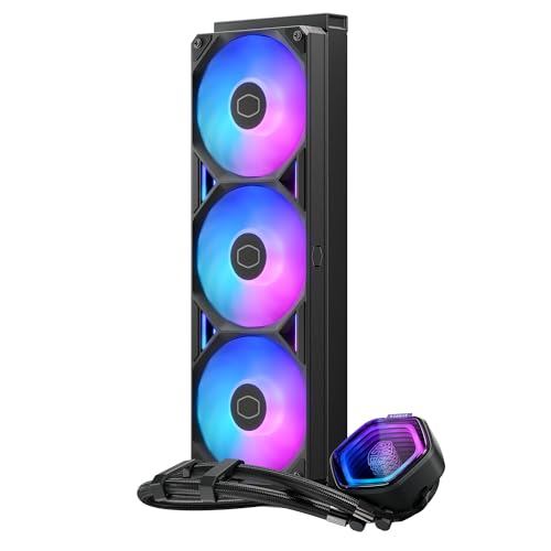Cooler Master Atmos II 360 LCD AIO CPU Liquid Cooler   360mm Radiator  Customizable LCD Display  3X ARGB PWM Fans  Dual Chamber Pump  Low Noise  AMD AM5/AM4 & Intel LGA 1851/1700  Black