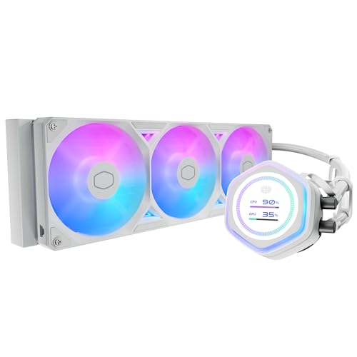Cooler Master Atmos II 360 LCD AIO CPU Liquid Cooler   360mm Radiator  Customizable LCD Display  3X ARGB PWM Fans  Dual Chamber Pump  Low Noise  AMD AM5/AM4 & Intel LGA 1851/1700  Black