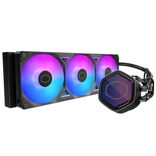 Cooler Master Atmos II 360 LCD AIO CPU Liquid Cooler   360mm Radiator  Customizable LCD Display  3X ARGB PWM Fans  Dual Chamber Pump  Low Noise  AMD AM5/AM4 & Intel LGA 1851/1700  Black