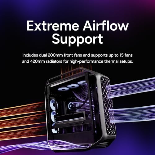 Cooler Master Cosmos Alpha Full Tower ATX PC Case   Flagship Curved Aluminum Frame  Powerful 200mm Dual Intake Fans  Fits 400mm GPUs & 420mm Radiators  ARGB Chassis Underglow  Limited Edition