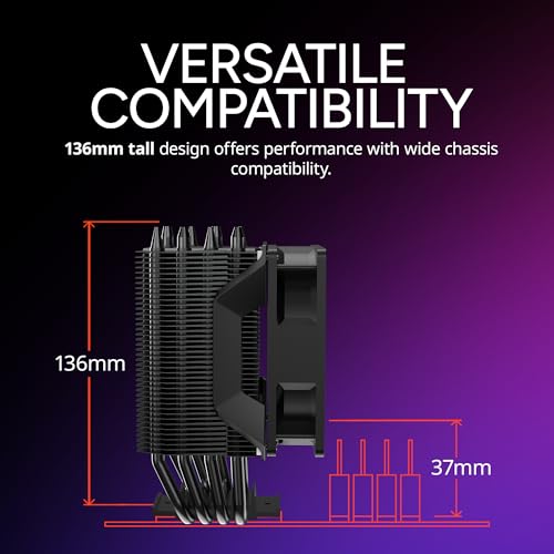 Cooler Master Hyper 411 Nano CPU Air Cooler  SickleFlow 92 PWM Fan  4 Copper Heat Pipes  136mm Tall  Sleek Top Cover  AMD Ryzen AM5 AM4  Intel LGA 1851 1700 Brackets