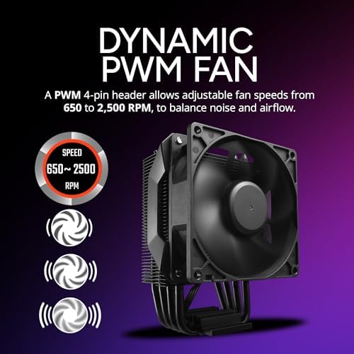 Cooler Master Hyper 411 Nano CPU Air Cooler  SickleFlow 92 PWM Fan  4 Copper Heat Pipes  136mm Tall  Sleek Top Cover  AMD Ryzen AM5 AM4  Intel LGA 1851 1700 Brackets