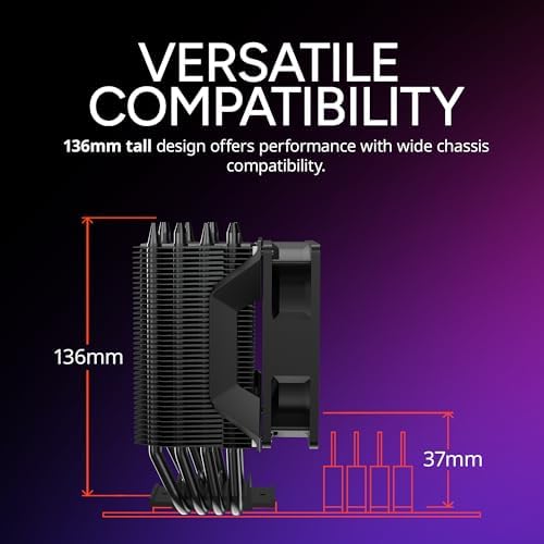Cooler Master Hyper 411 Nano CPU Air Cooler  SickleFlow 92 PWM Fan  4 Copper Heat Pipes  136mm Tall  Sleek Top Cover  AMD Ryzen AM5 AM4  Intel LGA 1851 1700 Brackets