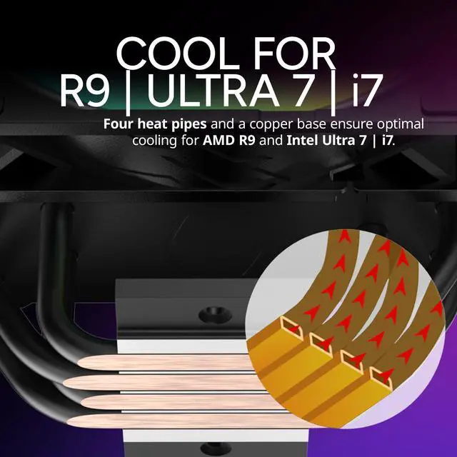 Cooler Master Hyper 212 PRO ARGB CPU Air Cooler   120mm High Performance PWM Fan  4 Copper Heat Pipes  Sleek Design Top Cover  Low Noise & Easy Installation  AMD AM5/AM4 & Intel LGA 1851/1700