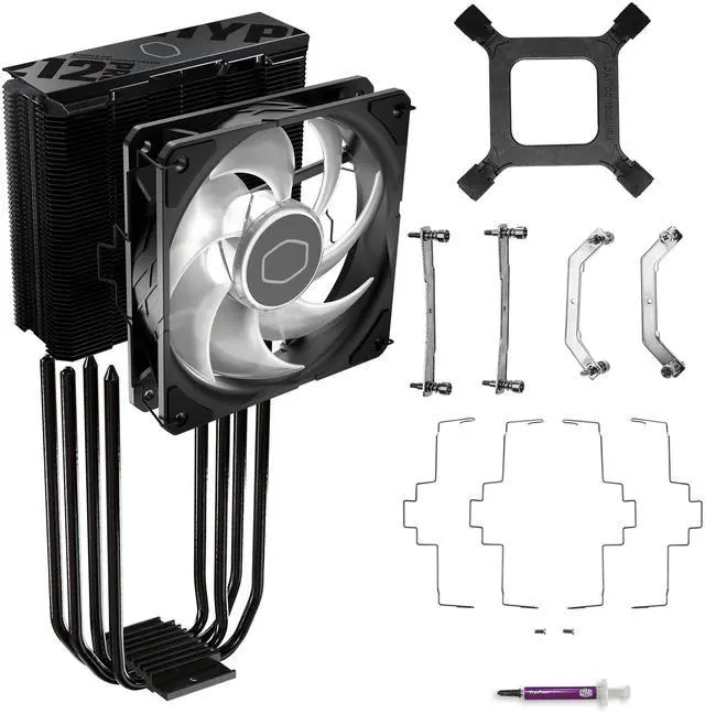Cooler Master Hyper 212 PRO ARGB CPU Air Cooler   120mm High Performance PWM Fan  4 Copper Heat Pipes  Sleek Design Top Cover  Low Noise & Easy Installation  AMD AM5/AM4 & Intel LGA 1851/1700