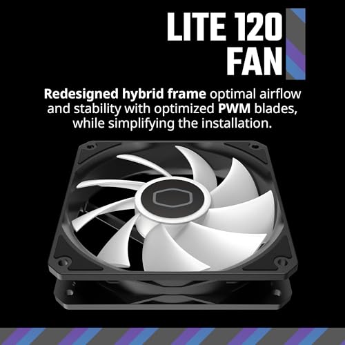 Cooler Master MF120 Lite Case Liquid Cooler Air Cooler 3 Pack Fan  120mm aRGB Lighting  aRGB Splitter  Dynamic PWM 1 750 RPM  Air Balance Blades  Hybrid   PBT Frame