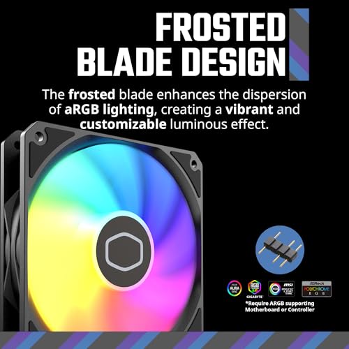 Cooler Master MF120 Lite Case Liquid Cooler Air Cooler 3 Pack Fan  120mm aRGB Lighting  aRGB Splitter  Dynamic PWM 1 750 RPM  Air Balance Blades  Hybrid   PBT Frame