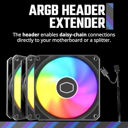 Cooler Master MF120 Lite Case Liquid Cooler Air Cooler 3 Pack Fan  120mm aRGB Lighting  aRGB Splitter  Dynamic PWM 1 750 RPM  Air Balance Blades  Hybrid   PBT Frame