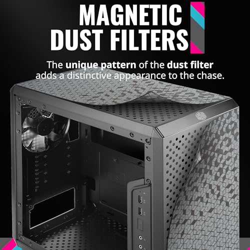 Cooler Master MasterBox Q300L Micro ATX Tower with Magnetic Design Dust Filter  Transparent Acrylic Side Panel  Adjustable I/O & Fully Ventilated Airflow  Black  MCB Q300L KANN S00