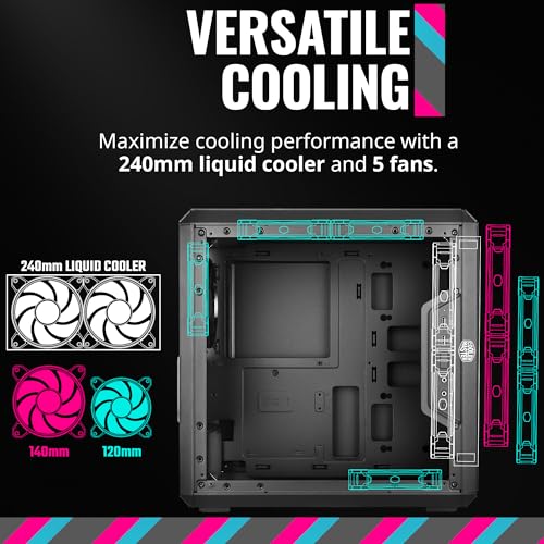 Cooler Master MasterBox Q300L Micro ATX Tower with Magnetic Design Dust Filter  Transparent Acrylic Side Panel  Adjustable I/O & Fully Ventilated Airflow  Black  MCB Q300L KANN S00