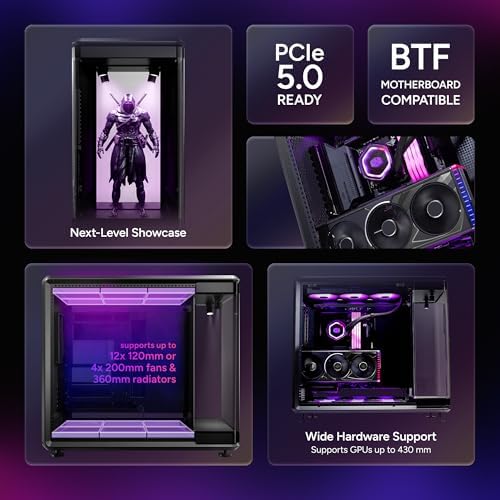 Cooler Master MasterFrame 360 Panorama ATX Mid Tower PC Case   Front Showcase Stage with Spotlight & Panoramic Glass  Supports 430mm GPUs & 360mm Radiators  PCIe 5 0 Ready  Up to 12x120mm Fans  USB C