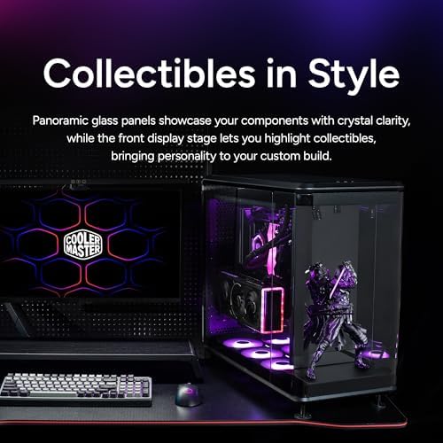Cooler Master MasterFrame 360 Panorama ATX Mid Tower PC Case   Front Showcase Stage with Spotlight & Panoramic Glass  Supports 430mm GPUs & 360mm Radiators  PCIe 5 0 Ready  Up to 12x120mm Fans  USB C