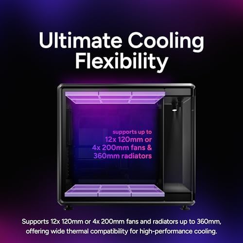 Cooler Master MasterFrame 360 Panorama ATX Mid Tower PC Case   Front Showcase Stage with Spotlight & Panoramic Glass  Supports 430mm GPUs & 360mm Radiators  PCIe 5 0 Ready  Up to 12x120mm Fans  USB C