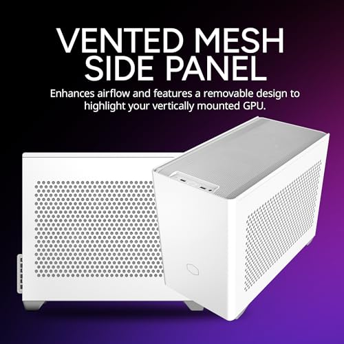 Cooler Master NR200 White Mini ITX PC Case Ready  Horizontal GPU Mount  Designed Ready Nvidia RTX 5070 Ti   AMD RX 9070 XT  SFX PSU   Ready to Install  Airflow Up To 6 Fans  Vented Panels  DIY