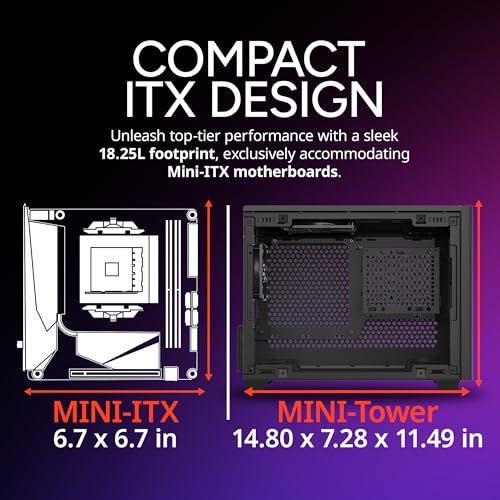 Cooler Master NR200 Mini ITX PC Case Ready  Horizontal GPU Mount  Designed Ready Nvidia RTX 5070 Ti   AMD RX 9070 XT  SFX PSU   Ready to Install  Airflow Up To 6 Fans  Vented Panels  DIY