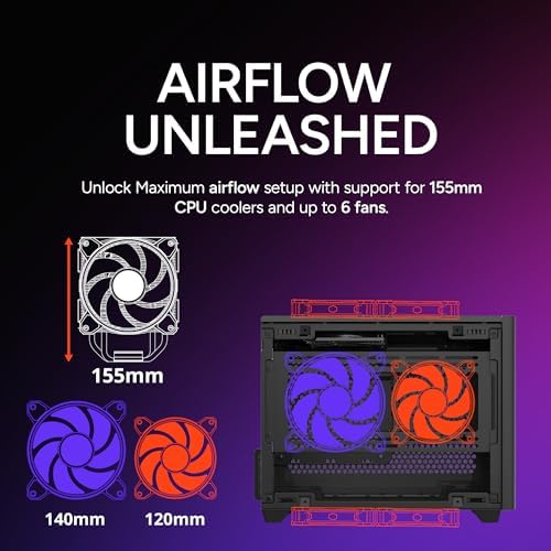 Cooler Master NR200 Mini ITX PC Case Ready  Horizontal GPU Mount  Designed Ready Nvidia RTX 5070 Ti   AMD RX 9070 XT  SFX PSU   Ready to Install  Airflow Up To 6 Fans  Vented Panels  DIY