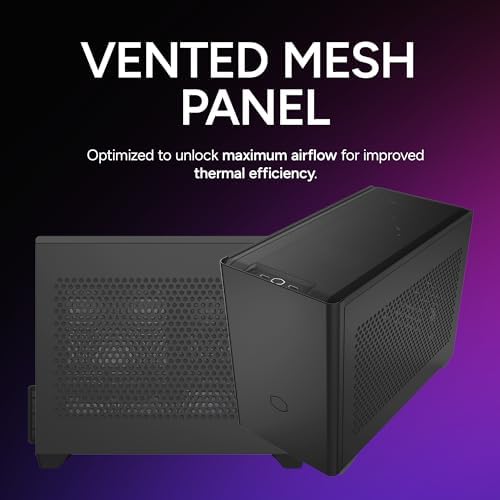 Cooler Master NR200 Mini ITX PC Case Ready  Horizontal GPU Mount  Designed Ready Nvidia RTX 5070 Ti   AMD RX 9070 XT  SFX PSU   Ready to Install  Airflow Up To 6 Fans  Vented Panels  DIY