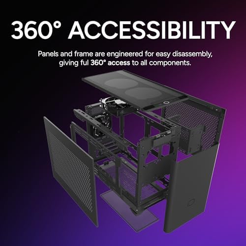 Cooler Master NR200 Mini ITX PC Case Ready  Horizontal GPU Mount  Designed Ready Nvidia RTX 5070 Ti   AMD RX 9070 XT  SFX PSU   Ready to Install  Airflow Up To 6 Fans  Vented Panels  DIY