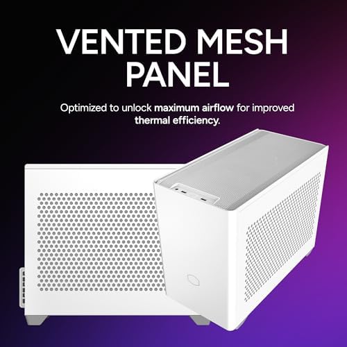 Cooler Master NR200 White Mini ITX PC Case Ready  Horizontal GPU Mount  Designed Ready Nvidia RTX 5070 Ti   AMD RX 9070 XT  SFX PSU   Ready to Install  Airflow Up To 6 Fans  Vented Panels  DIY