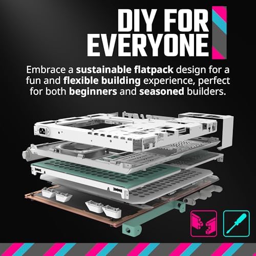 Cooler Master QUBE 500 Flatpack Macaron High Airflow Gaming ATX PC Mid Tower  Customizable  Tempered Glass  Vertical GPU Mount  365mm GPU Clearances  USB C  Carrying Handle  Gem Mini