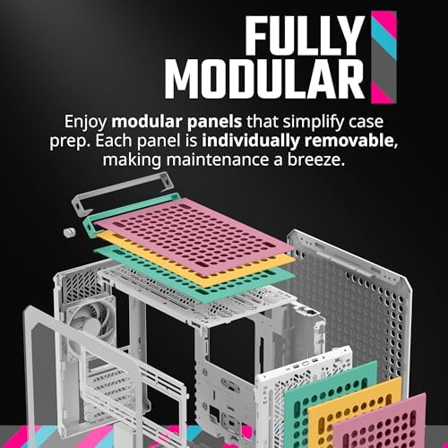 Cooler Master QUBE 500 Flatpack Macaron High Airflow Gaming ATX PC Mid Tower  Customizable  Tempered Glass  Vertical GPU Mount  365mm GPU Clearances  USB C  Carrying Handle  Gem Mini