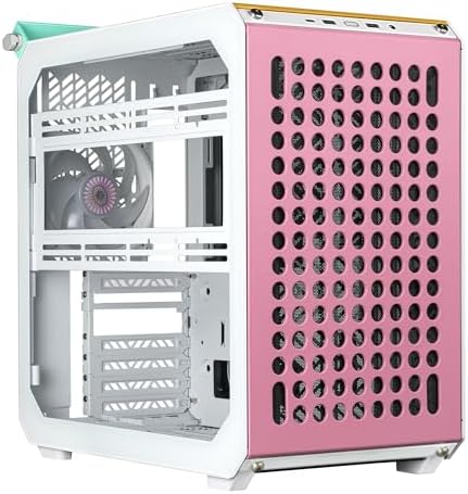 Cooler Master QUBE 500 Flatpack Macaron High Airflow Gaming ATX PC Mid Tower  Customizable  Tempered Glass  Vertical GPU Mount  365mm GPU Clearances  USB C  Carrying Handle  Gem Mini