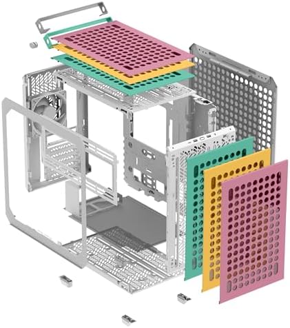 Cooler Master QUBE 500 Flatpack Macaron High Airflow Gaming ATX PC Mid Tower  Customizable  Tempered Glass  Vertical GPU Mount  365mm GPU Clearances  USB C  Carrying Handle  Gem Mini
